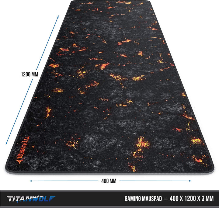 CSL-Computer TITANWOLF Übergrösse Mauspad Gaming Titanwolf 1200x400mm, XXXL Mousepad gross mit Motiv