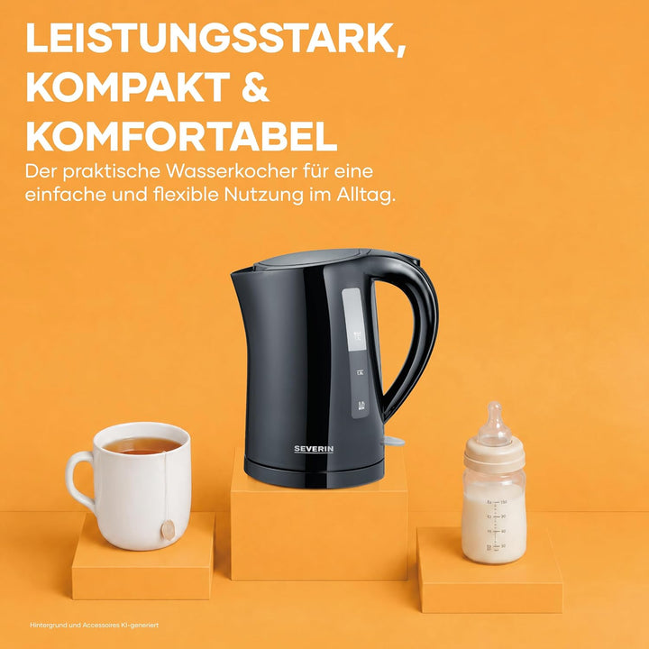 SEVERIN Wasserkocher 1,5 L, leistungsstarker und kompakter Wasserkocher in hochwertigem Design, elek