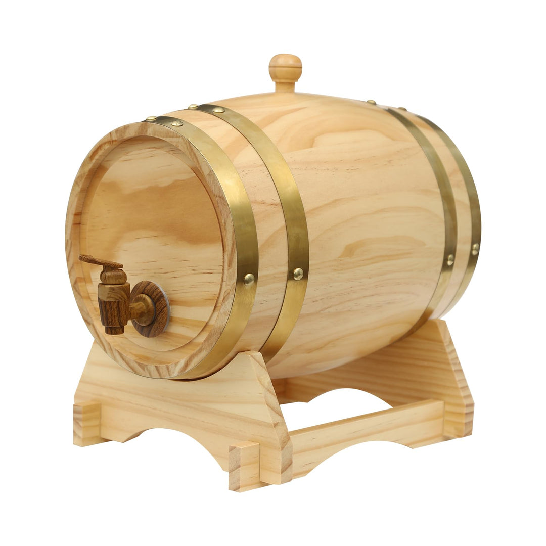 MINRS Holzfass Klein Eichenfass 5L Whiskyfass aus Holz Eichenweinfass Whiskyfass mit Bock & Zapfhahn