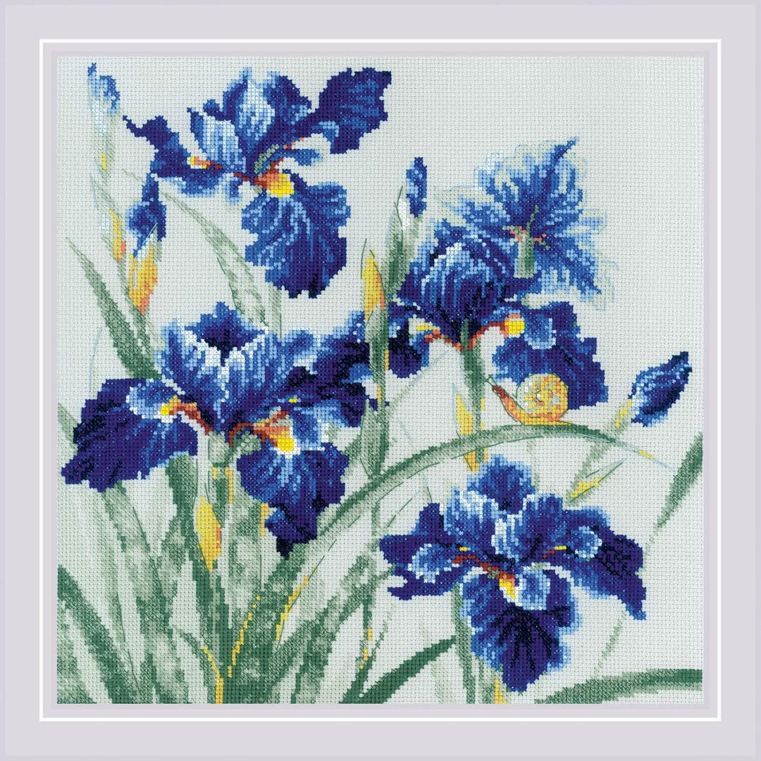 RIOLIS Counted Cross Stitch Kit 11.75"X11.75"-Blue Irises (14 Count)