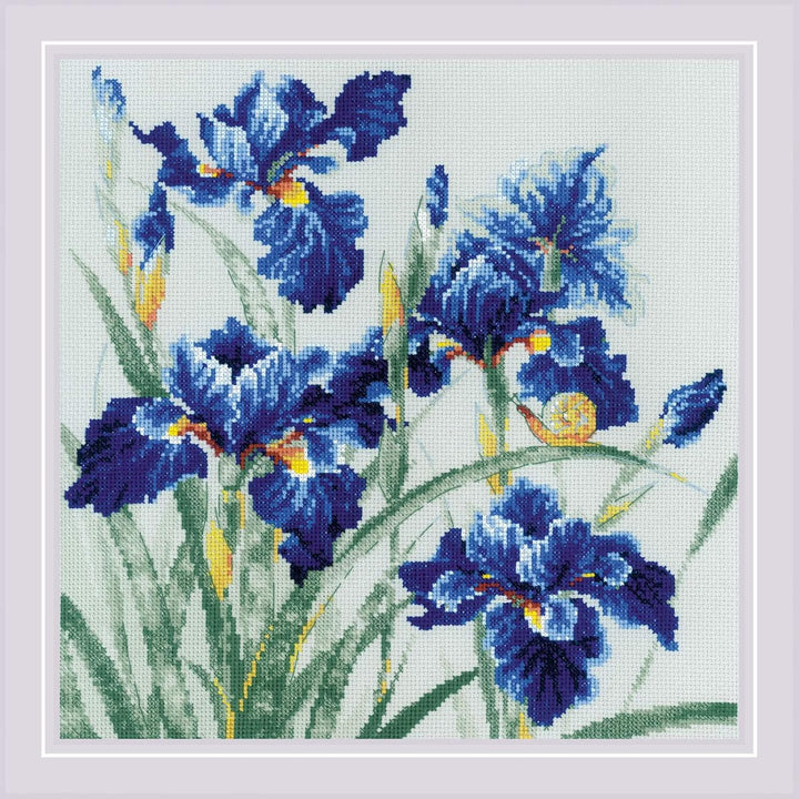 RIOLIS Counted Cross Stitch Kit 11.75"X11.75"-Blue Irises (14 Count)