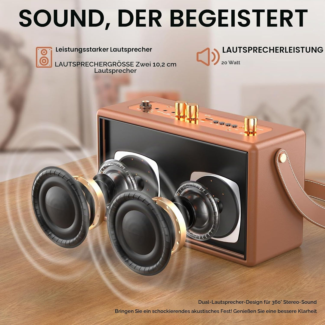 Tragbare Karaoke Maschine Anlage mit 2 Drahtlosen Mikrofonen für Erwachsene &amp; Kinder Bluetooth Lauts