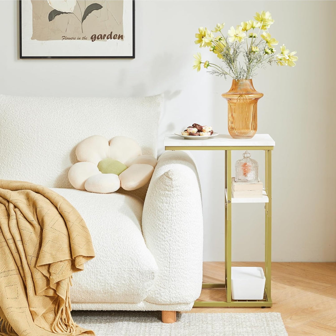 YMYNY Beistelltisch Kaffeetisch C-Form, Eleganter Kleiner Sofatisch, Industrie-Design 2er-Set,40 X 2