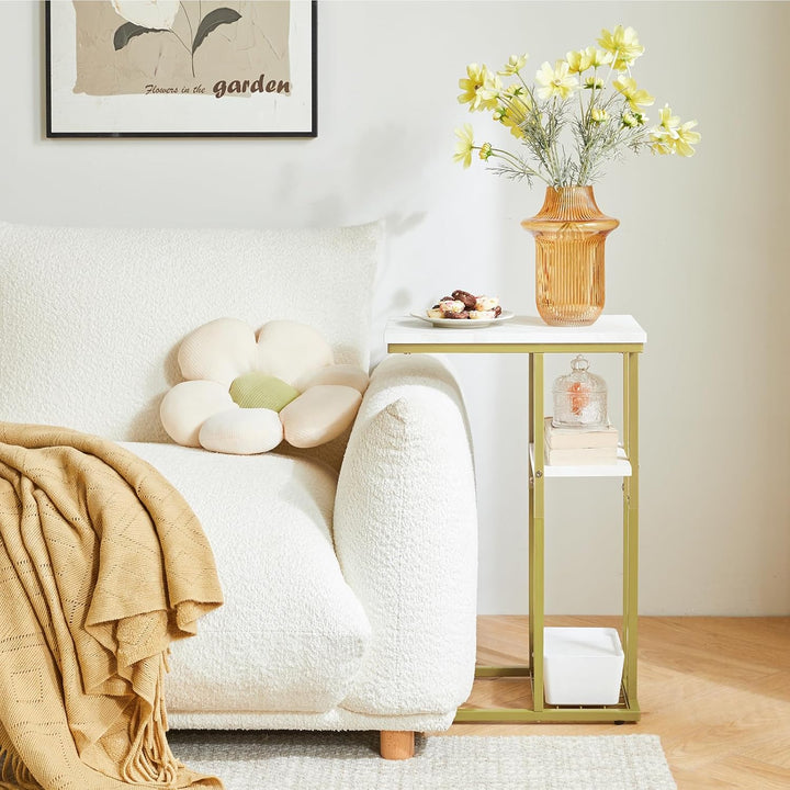 YMYNY Beistelltisch Kaffeetisch C-Form, Eleganter Kleiner Sofatisch, Industrie-Design 2er-Set,40 X 2