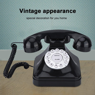 WX-3011 Retro Festnetztelefon, Vintage Schwarz Multifunktionsplastik Heimtelefon Desktop-Telefon Kab