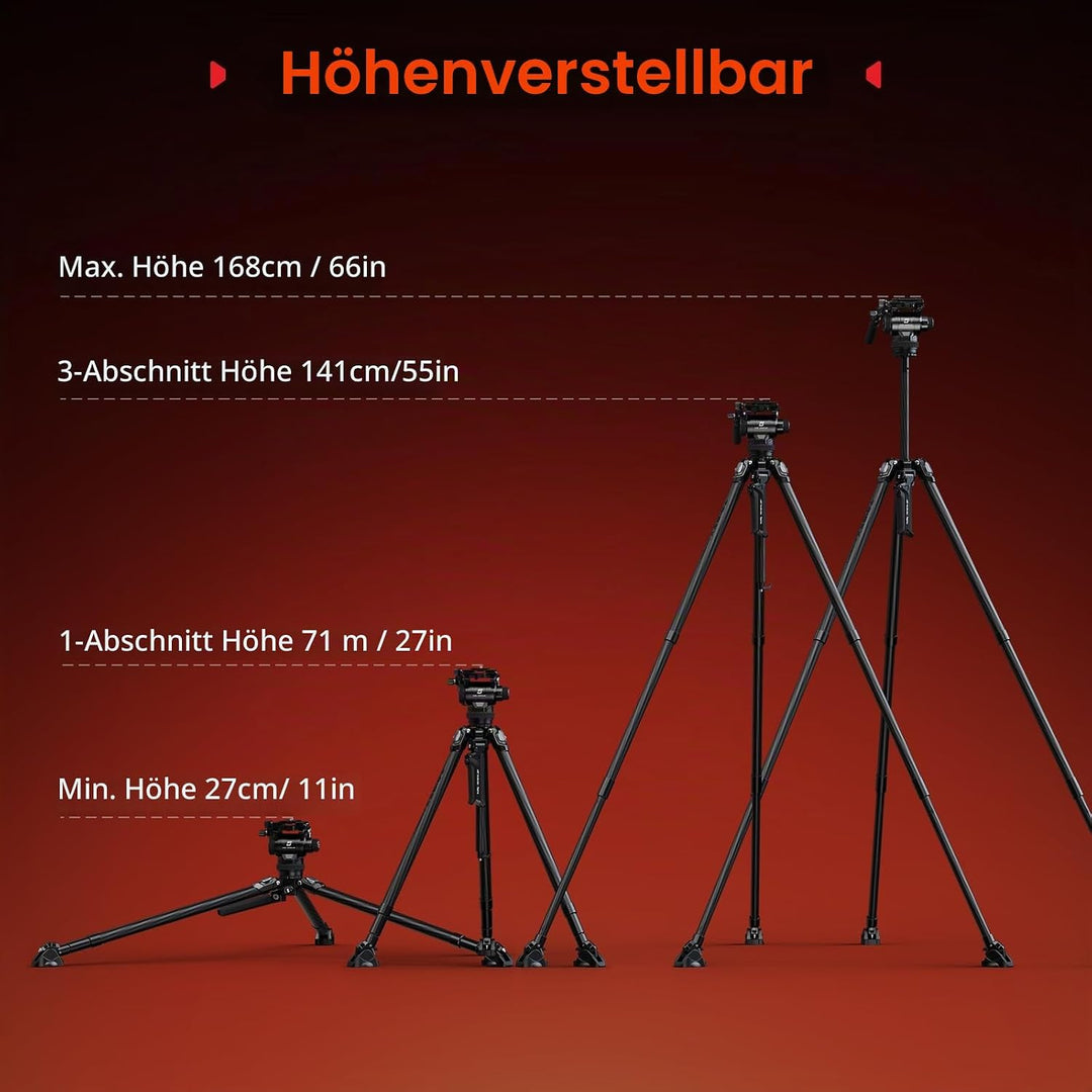 SMALLRIG x Potato Jet Tribex Hydraulisches Carbonfaser-Stativ Tripod, Schnell Ausziehbares Kamera-Vi