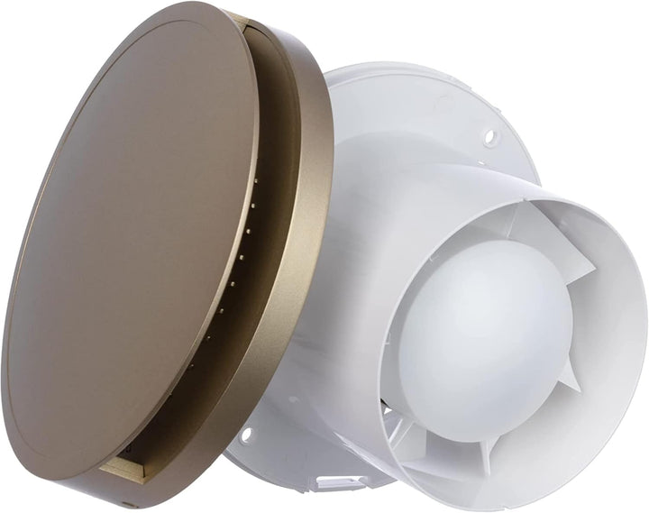 Ø 100mm Gold Badlüfter - Ventilator mit Kugellager - Lüfter für Effiziente Belüftung im Bad Kuche WC