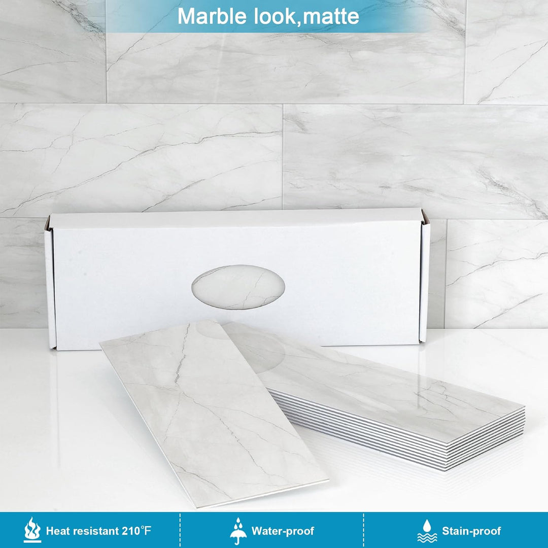 BeNice Wandfliesen Selbstklebend Marmoroptik Bad,Metro Aufkleber Klebefliesen Küche(98x298mmx16 Flie