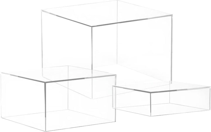 Buffet Ständer Acryl, 6'' x 7'' x 8'' Lebensmittel-Präsentationsboxen 3er Set, Würfel-Dessertständer