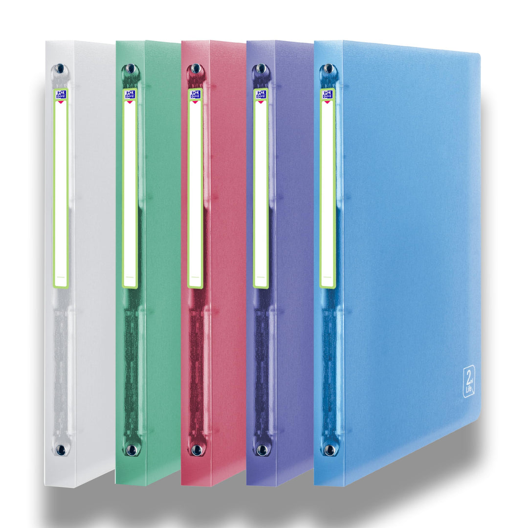 Oxford Kunststoff-Ringbuch 2nd Life, 12er Pack, DIN A4, 4 Farben 4 Ringe mit 2cm Füllhöhe 12 Stück i