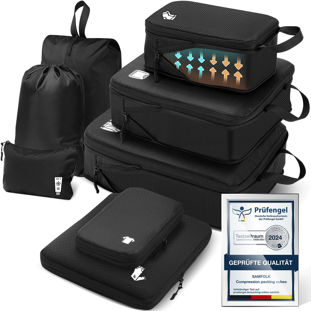Packing Cubes Compression 8 Stück Koffer Organizer,Wasserdicht PackwüRfel Packtaschen Kompression, T
