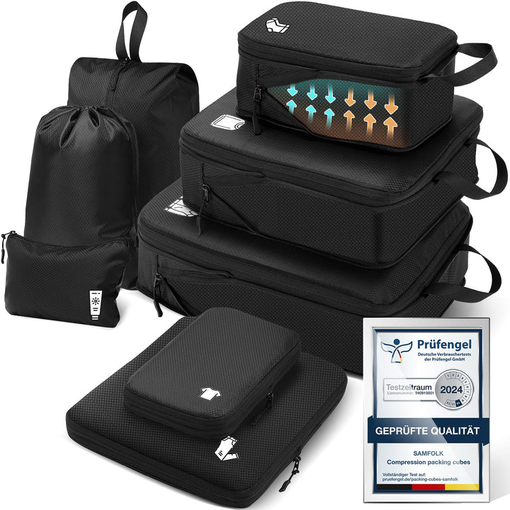 Packing Cubes Compression 8 Stück Koffer Organizer,Wasserdicht PackwüRfel Packtaschen Kompression, T
