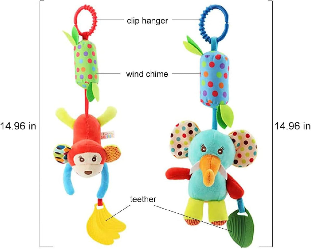 Evance Kinderwagen Spielzeug, 4Pcs Baby Hängespielzeug mit Rassel, Hängendes Rassel Spielzeug, Anhän