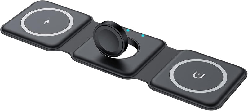 Qoosea Wireless Charger 3-in-1 Induktive Ladestation Ladegerät mit Faltbarer 15-W-LadestäNder, für 1