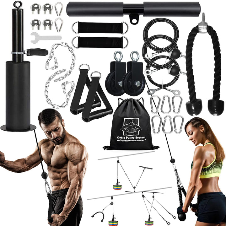 Favuit Kabelzug Fitness Kabel Latzug Unterarmtrainer Set, Gym Arm-Krafttraining Trizeps Seil Gewicht