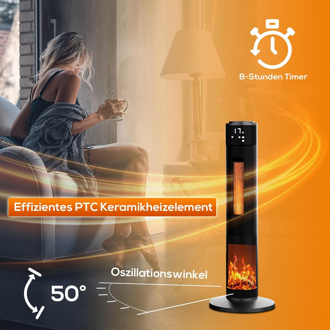 Tronitechnik® Heizlüfter Turmheizstrahler 1000 / 2000W Heizstrahler Standheizstrahler mit Fernbedien