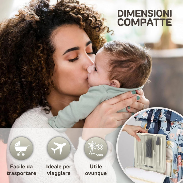 BELLEBEBE Set Trockenständer Babyflaschen mit Flaschenbürste Baby - 6 in 1 Flaschenständer - Transpo