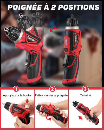 DuroFort 8V Elektrischer Mini Cordless Akkuschrauber, 5.5Nm Kleiner Akkuschrauber Mit LED-Licht,30 B