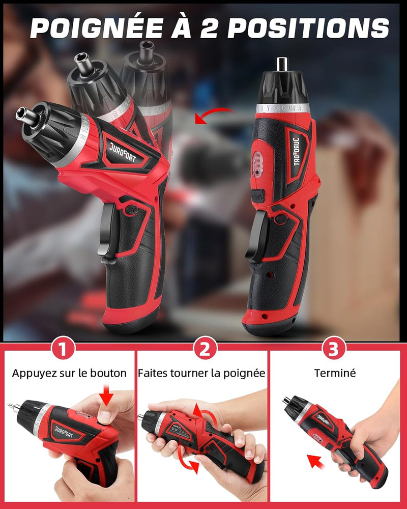 DuroFort 8V Elektrischer Mini Cordless Akkuschrauber, 5.5Nm Kleiner Akkuschrauber Mit LED-Licht,30 B