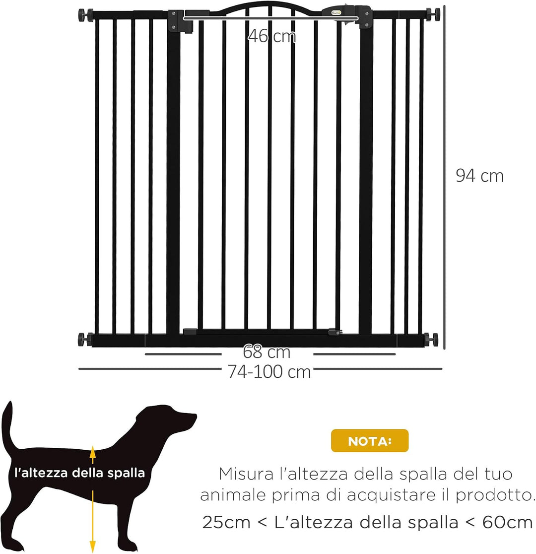 PawHut Hundegitter mit 4 verstellbaren Schrauben und Klebeband, Sicherheitsgitter aus Metall und Kun
