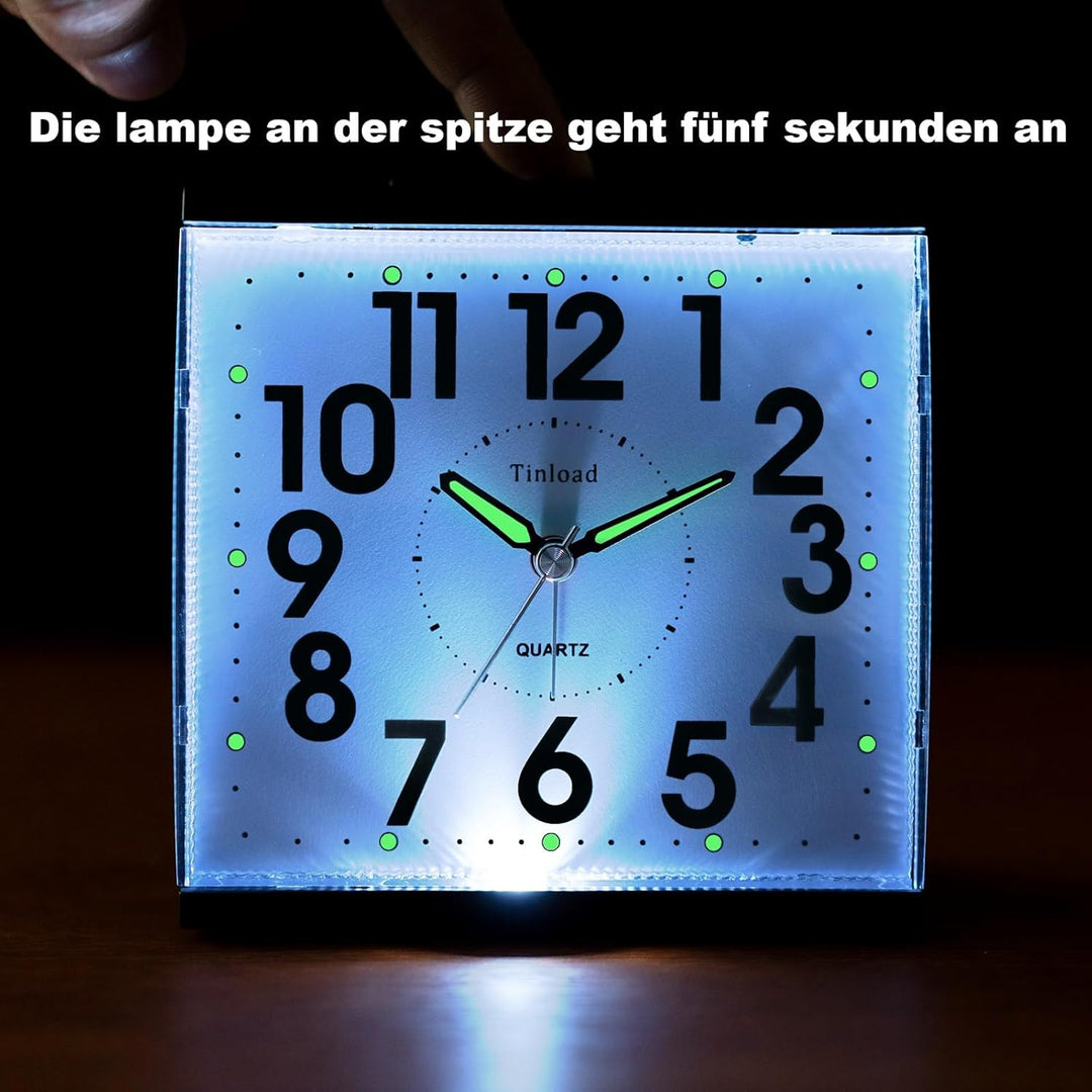 Tinload Analog Seniorenwecker mit Nachtlicht, 4.7 Zoll grosses Zifferblatt, Tischuhr mit Schlummerfu