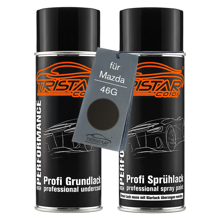TRISTARcolor Autolack Spraydosen Set für Mazda 46G Machine Grey Metallic Grundlack Basislack Sprühdo