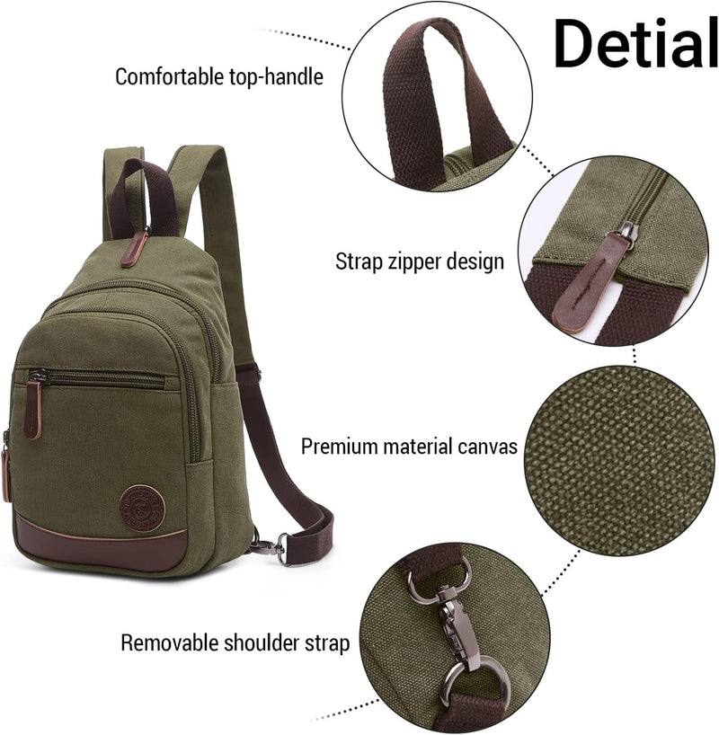 VARLIVOO Retro Sling Bag Herren Crossbody Bag Umhängetaschen Schultertasche Outdoor Sportarten Wande