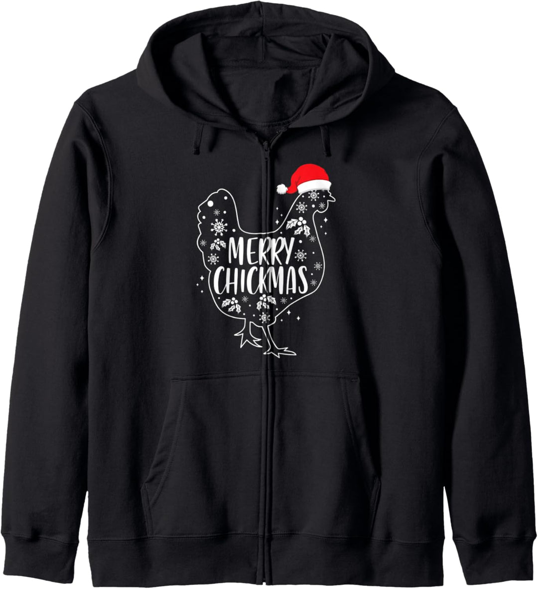 Merry Chickmas Kleidung Urlaub Geschenk Lustiges Weihnachten Huhn Kapuzenjacke