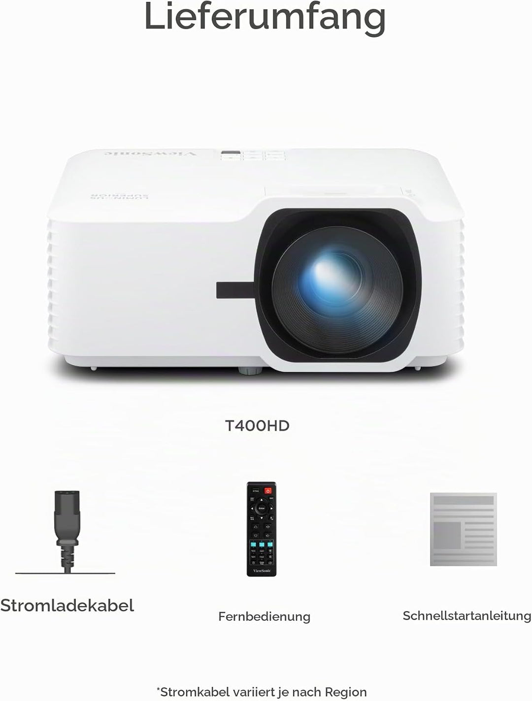 ViewSonic T400HD Laser Beamer, 4000 ANSI Lumen, Full HD 1080p, HDR/HLG und 4K Input Support, Kontras