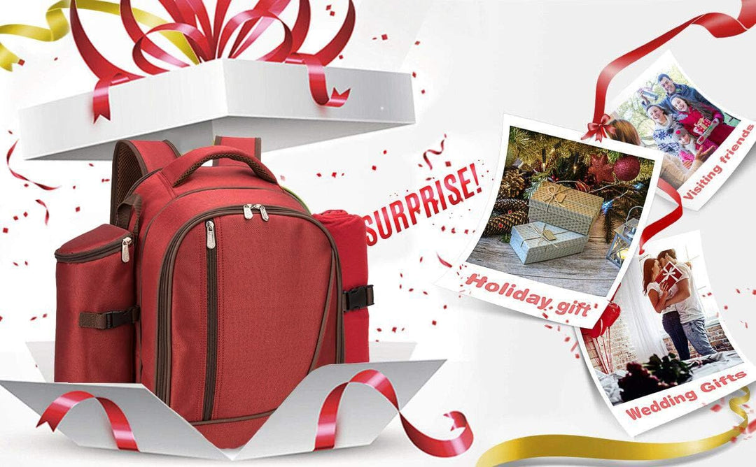 apollo walker 4 Person Picknick Rucksack Hamper Kühltasche mit Geschirr Set & Decke Rot-4