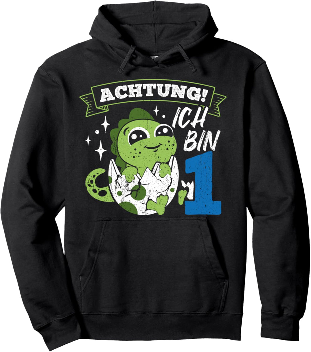 Dino Achtung Ich bin 1 Kinder Dinosaurier erster Geburtstag Pullover Hoodie