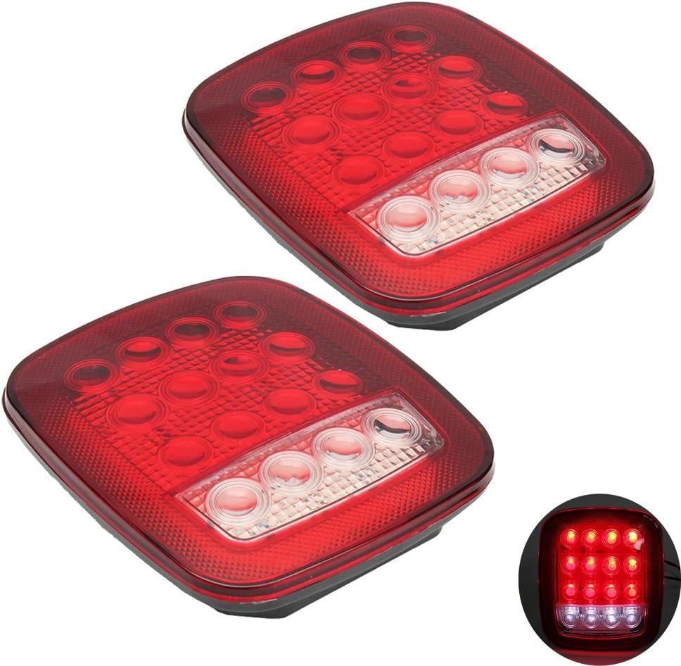HEHEMM 16 LED Auto Rücklicht Wasserdicht LKW Anhänger Boot Stop Turn Rückfahrscheinwerfer Lampe Rot