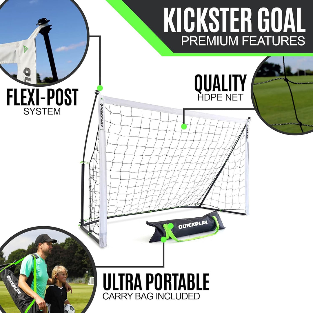 QUICKPLAY KICKSTER Fussballtor - Ultra tragbares Fussballnetz für alle Altersgruppen - Schnell aufba