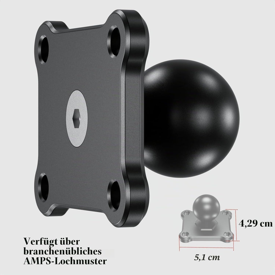 BRCOVAN 2 Stück, 1'' Kugelhalterung mit Aluminiumlegierung 4-Loch-AMPS Quadratische Plattenbasis, Ko