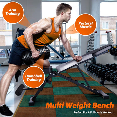 WINNOW Verstellbare Hantelbank Klappbar Heimtraining Fitness Trainingsbank Schrägbank Negativbank Fl
