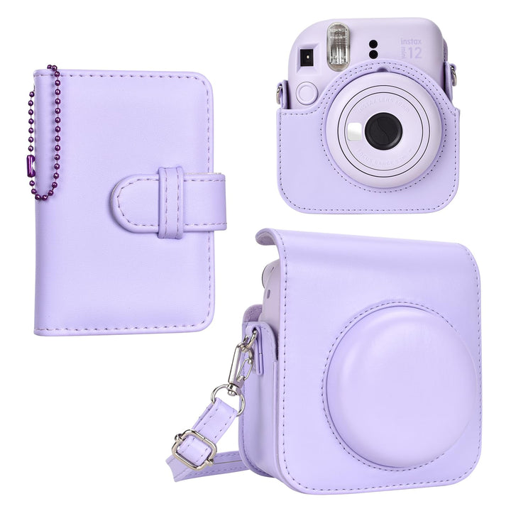 HIYQIN Kamera Tasche Kompatibel mit Fujifilm Instax Mini 12, Ästhetisch Kunstleder Hülle mit Mini Fo