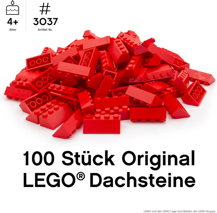 Lego Dachsteine Rot, 100 Stück, 2x4 - Ersatzteile Set für Lego Dächer, Classic Dachziegel Rot | Basi