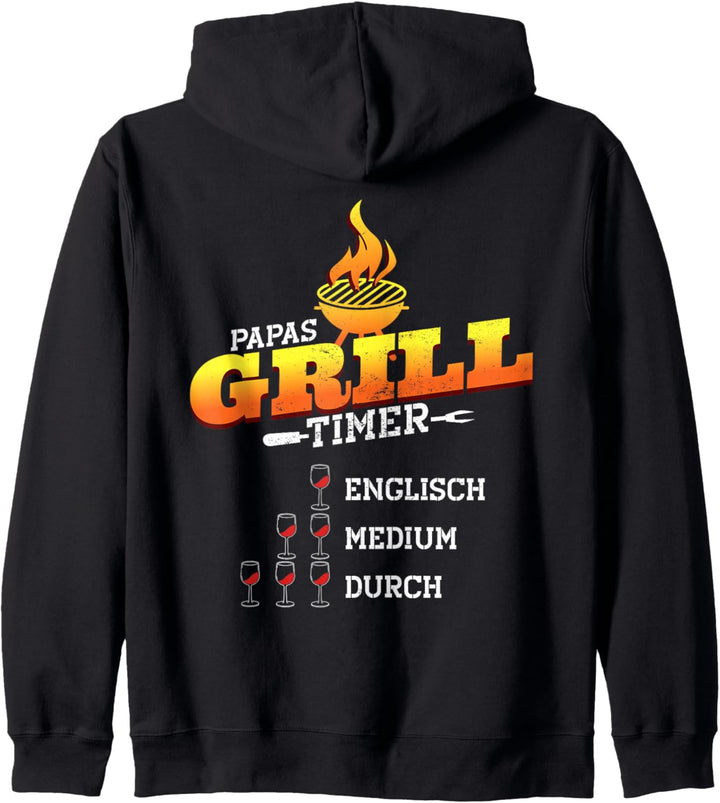 Papas Grill Timer, lustiges Steak grillen, Vater und Wein Kapuzenjacke