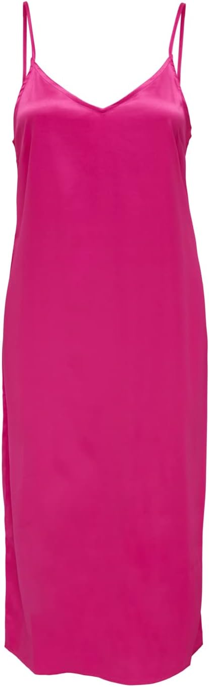 PIECES Damen Onlvictoria Satin Strap Mid Dress Noos W XXS Fuchsia Purple, XXS Fuchsia Purple