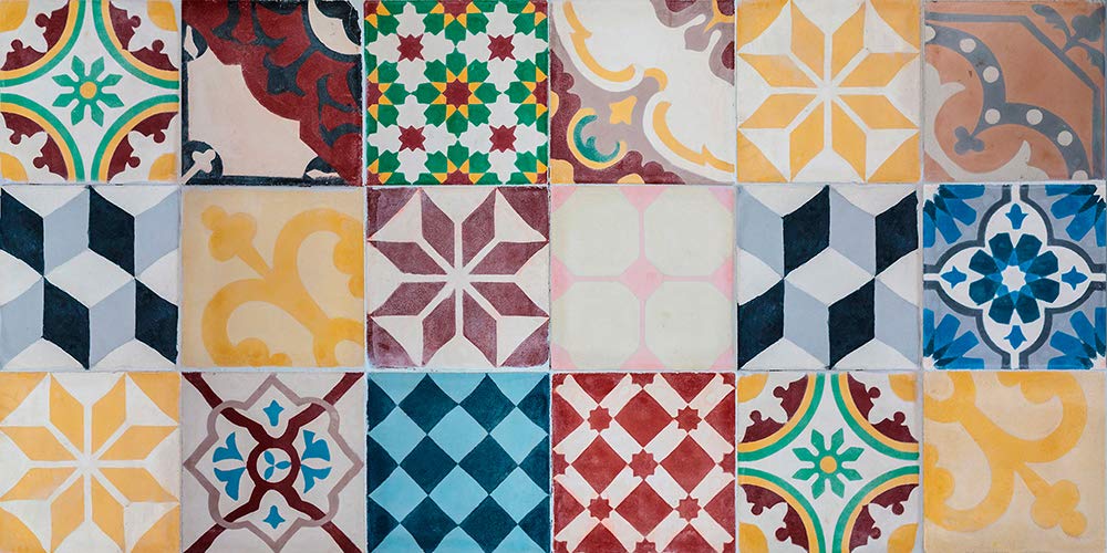 Viniliko Vintage Tiles Vinylteppich, Mehrfarbig, 50 x 100 cm 50x100 Bunt, 50x100 Bunt