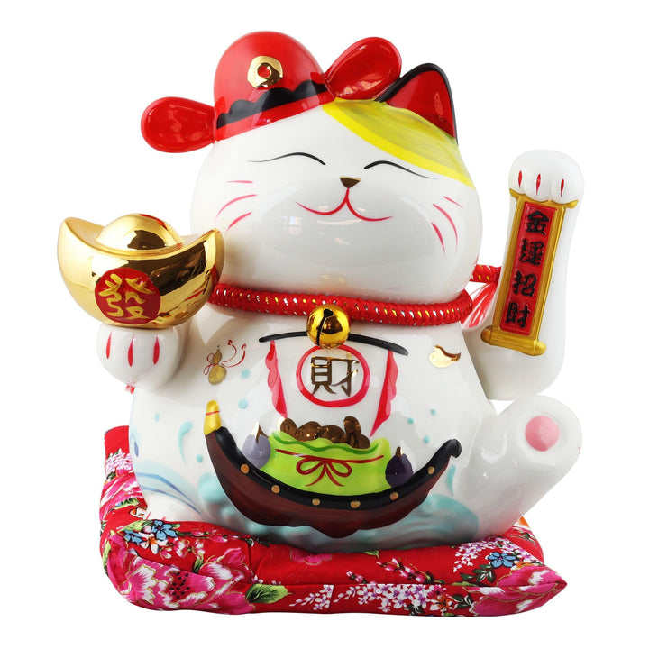 Freak Scene Glückskatze - Maneki-Neko - Winkekatze aus Porzellan 26 cm weiss - Maneki Neko Einheitsg