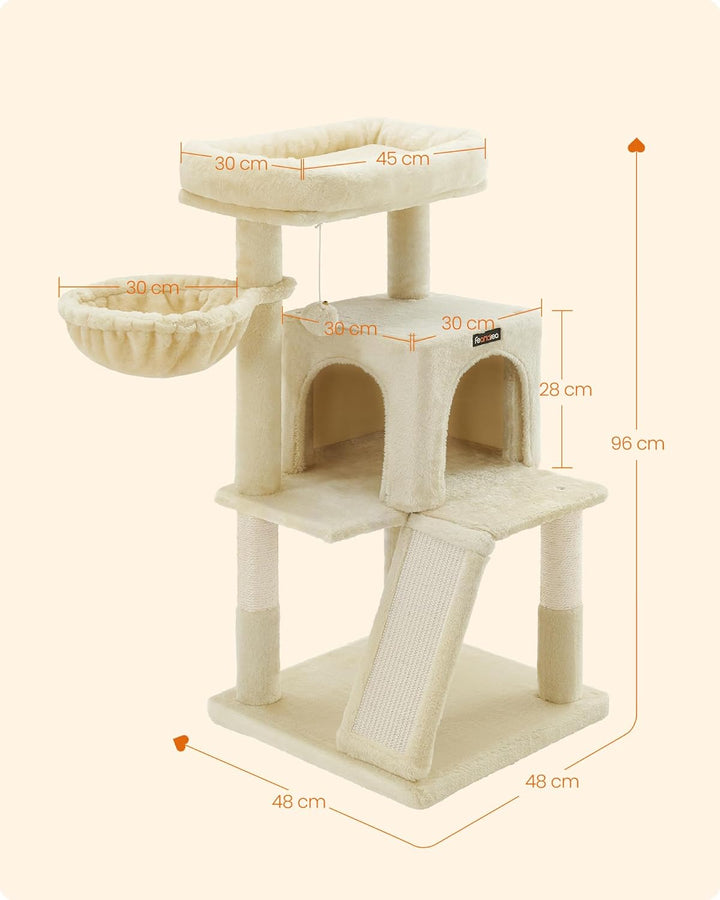 Feandrea Kratzbaum, Katzenbaum mit grosser Plattform, beige PCT51M, beige