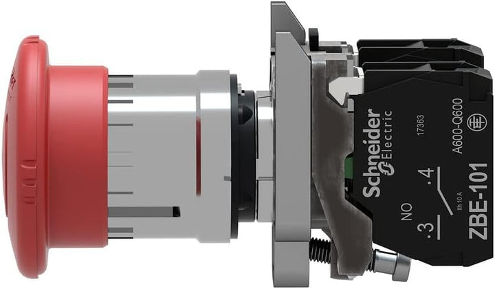 Schneider Electric - Harmony, Pilzdrucktaster NOT-AUS, rastend, Drehentriegelung, 1S+1Ö, XB4BS8445 M
