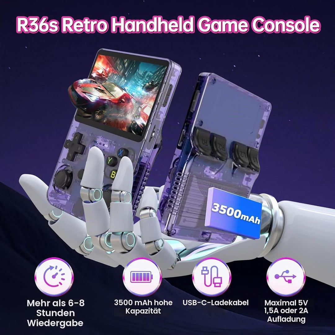 Febotak R36S Retro-Handheld-Spielkonsole, 3,5-Zoll-IPS-Bildschirm, 128 GB Speicher, über 40.000 Spie