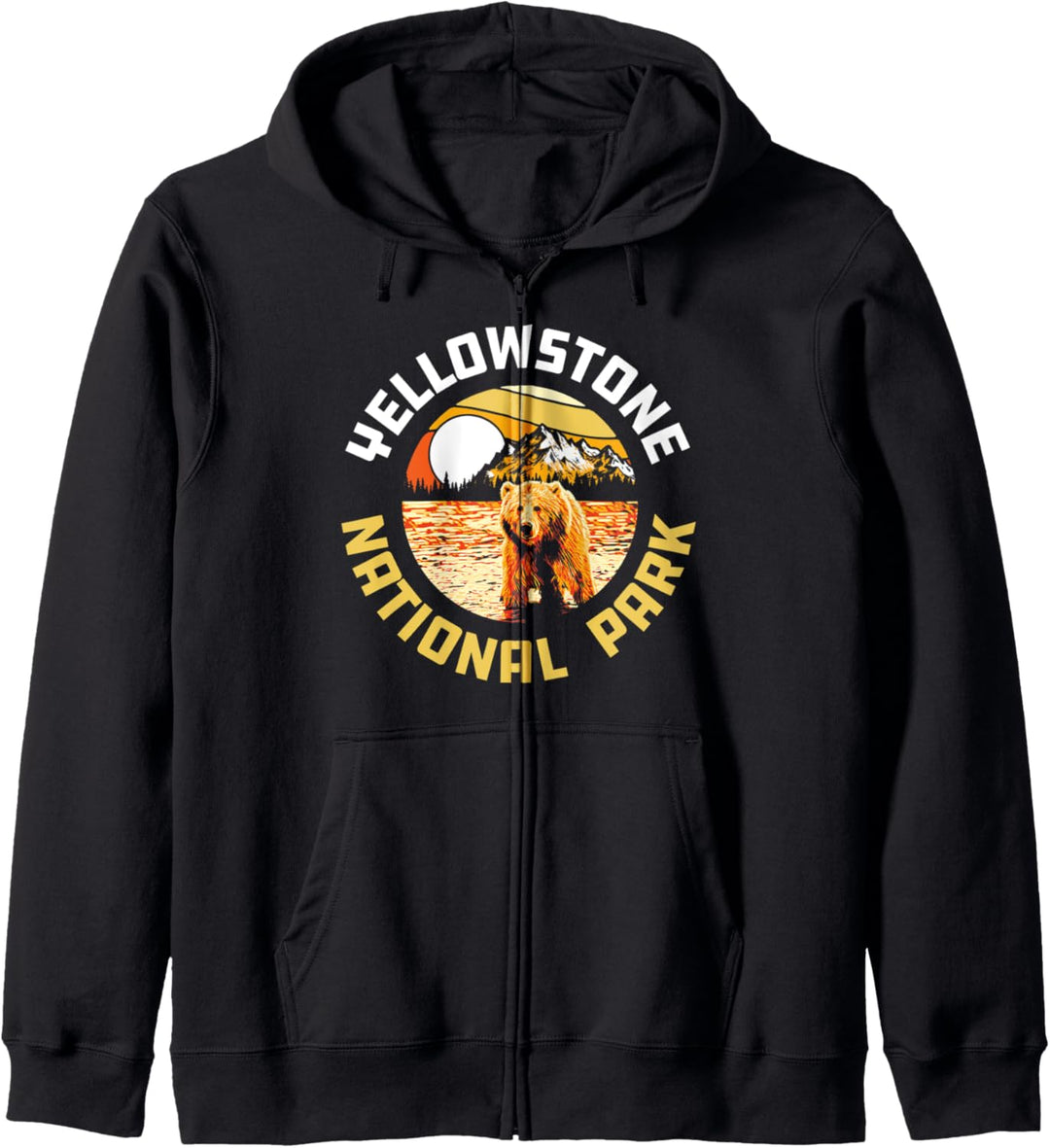 Yellowstone National Park Grizzly Bear Vintage 80s Artistic Kapuzenjacke
