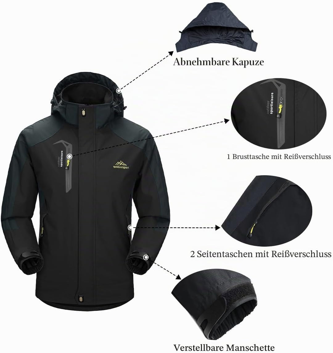 YSENTO Herren Regenjacke wasserdichte Outdoor Atmungsaktive Wandern Funktionelle Softshell Winddicht