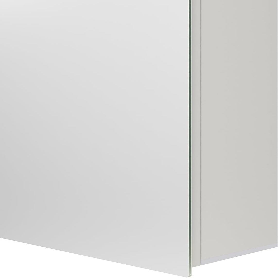 AQUABATOS Spiegelschrank Bad 50 x 70 cm ohne Beleuchtung Aluminium Rahmen Weiss matt Eintürig doppel