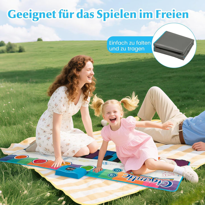 COSTWAY Musikmatte Kinder, Klaviermatte mit 8 Musikinstrumente, Keyboard Tanzmatte mit Aufnahme & Wi
