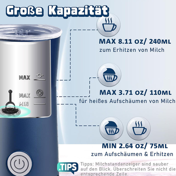 Huogary Milchaufschäumer Einfacher Milchaufschäumer und Dampfer 2-in-1 Milchdampfer mit heissem Milc