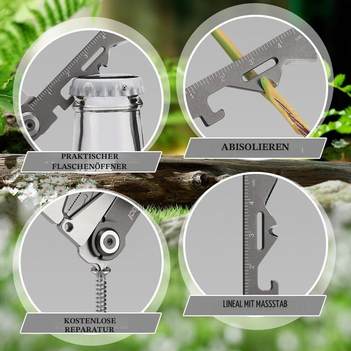 20 in 1 Faltbares Multitool Kreditkarte Edelstahl Werkzeugkarte mit Zange,Messer,Flaschenöffner Komp